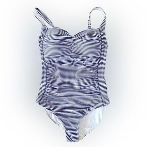 Nip tuck Swimsuit - 6 navy white striped , polyester spandex